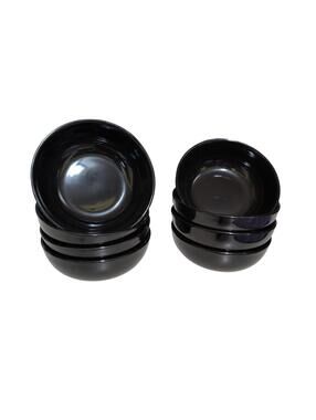 Todays Home Set Of 8 Solid Black Cereal/Soup Bowls 6" High Gloss Finish